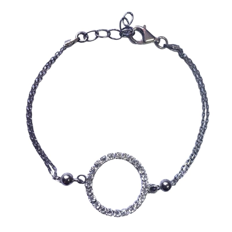 Pulsera Rodinada con circulo de piedras Plata Italiana 925 de 20cm - Metalli - Default Title - Perfumisimo